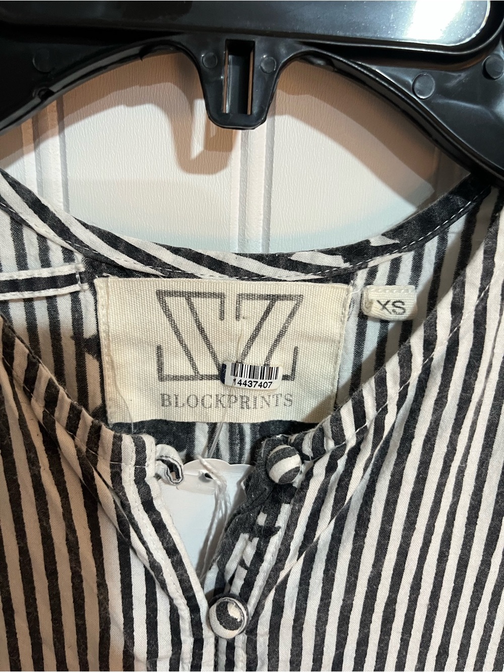 Striped Black and White Floral Tie-Waist Midi Dress - Picture 7 of 7